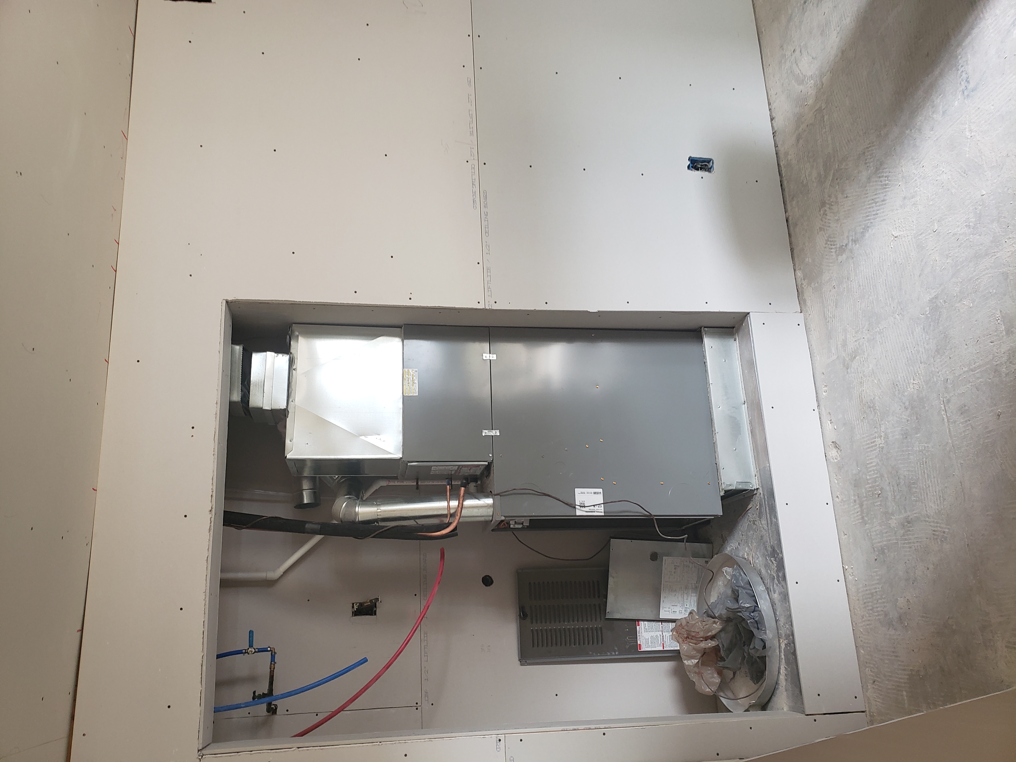 hvac installed behind the wall