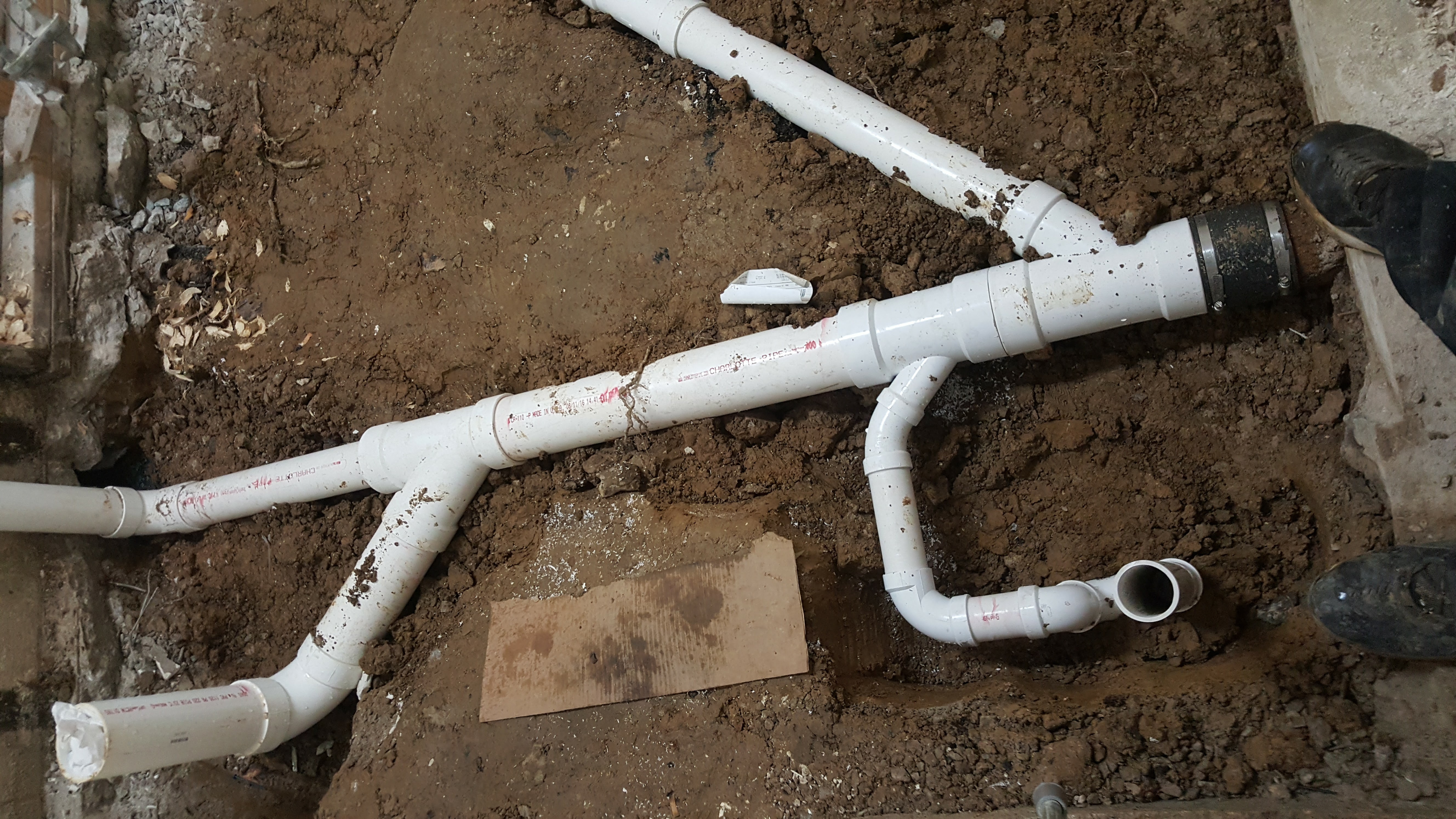 Water lines on the ground for underground piping